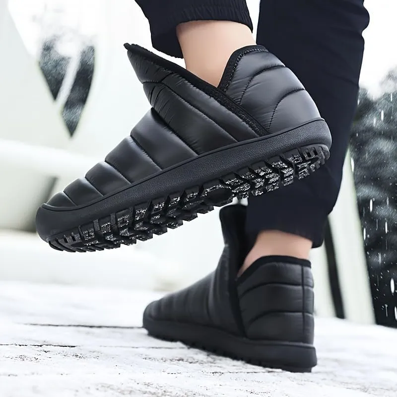 2024 Mens Winter Trekking Snow Boots Water Resistant Shoes Anti-Slip Fully Fur Lined Casual Lightweight Hiking Boot