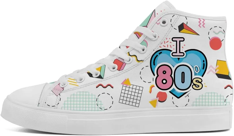 80s 90s High Top Canvas Shoes Retro Geometric High Top Sneakers Lace Up Casual Shoes Gifts for Men Women