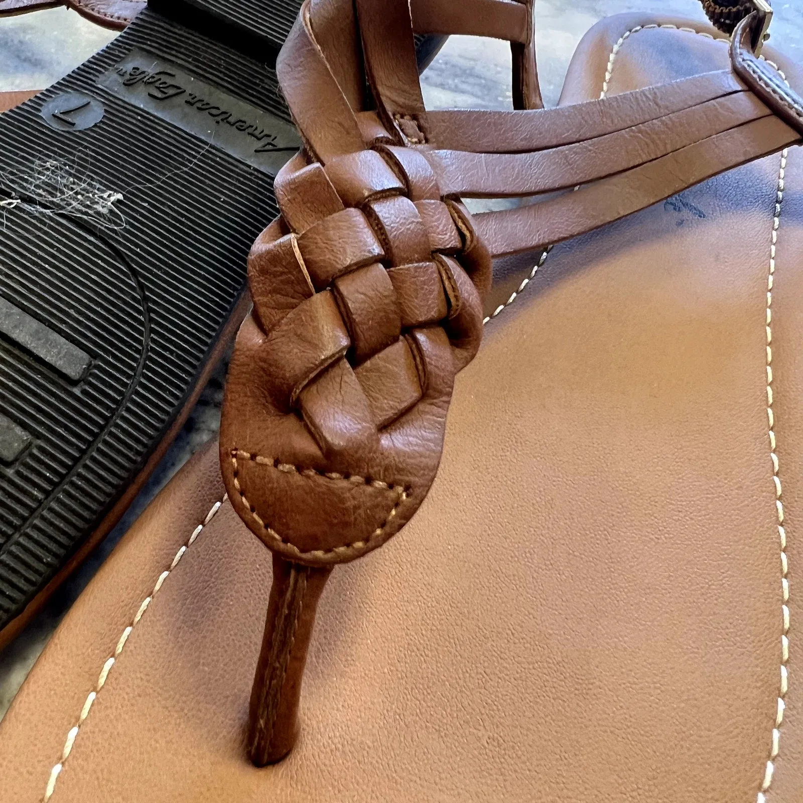 American Eagle Brown Braided Strappy Sandals Size 7