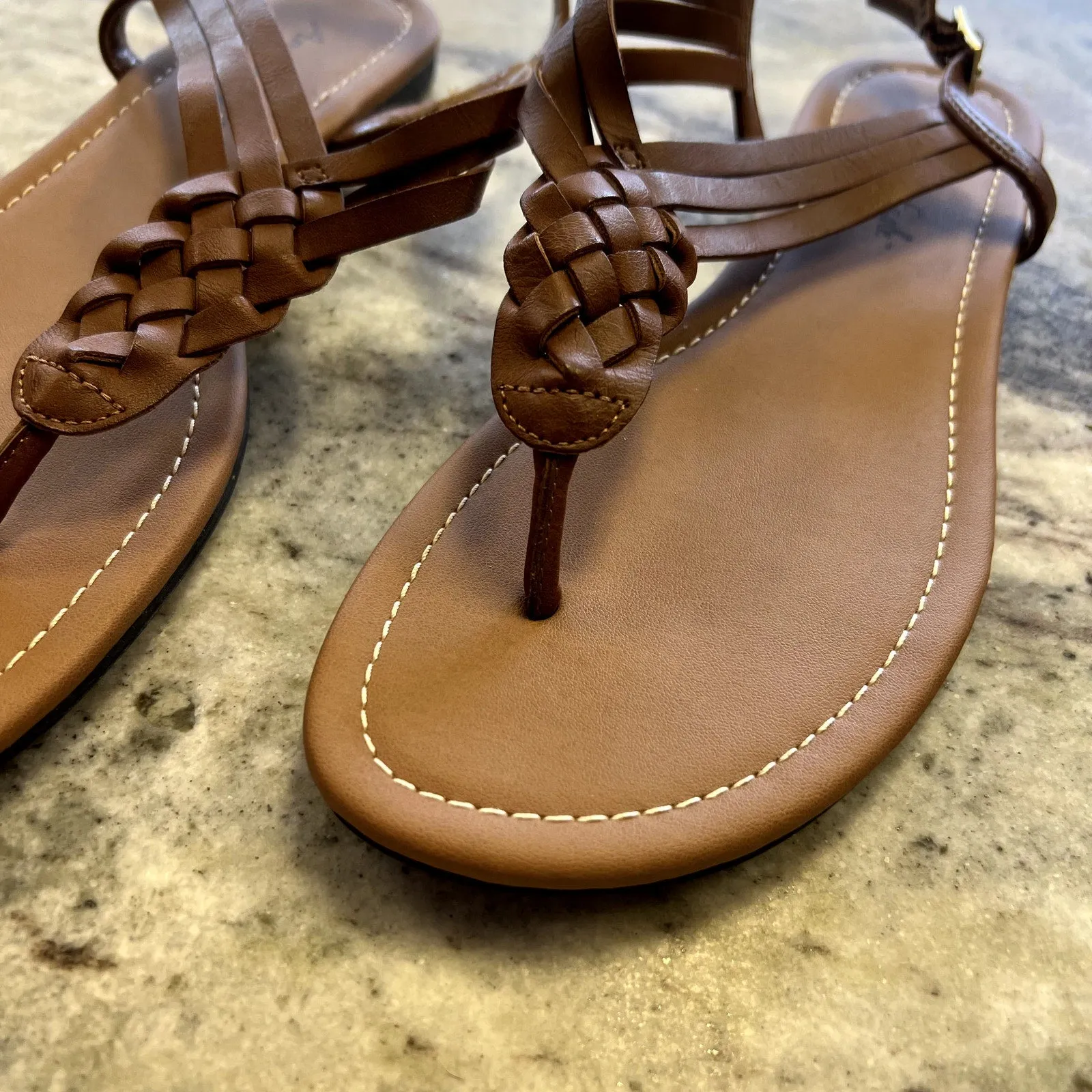 American Eagle Brown Braided Strappy Sandals Size 7