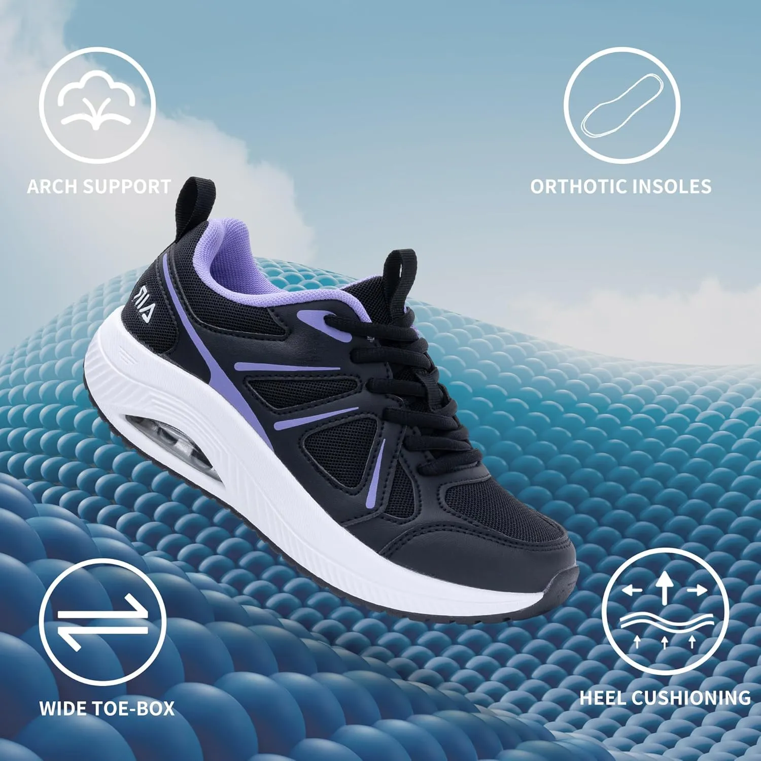 AOV Women Arch Support Walking Shoes Orthotic Sneakers for Plantar Fasciitis Foot and Heel Pain Relief Tennis Shoes, Size 5.5-11