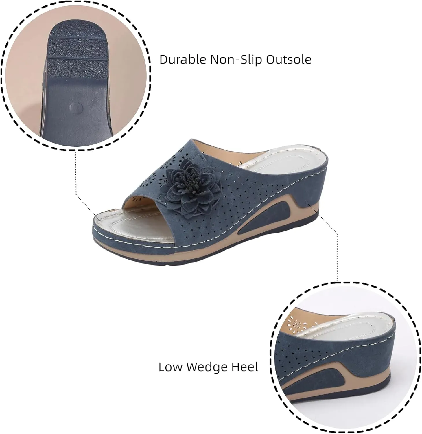 Avylays Orthopedic Sandals for Women Leather Soft Arch Support Sandals Retro Bohemian Wedge Slippers Suede Moccasins