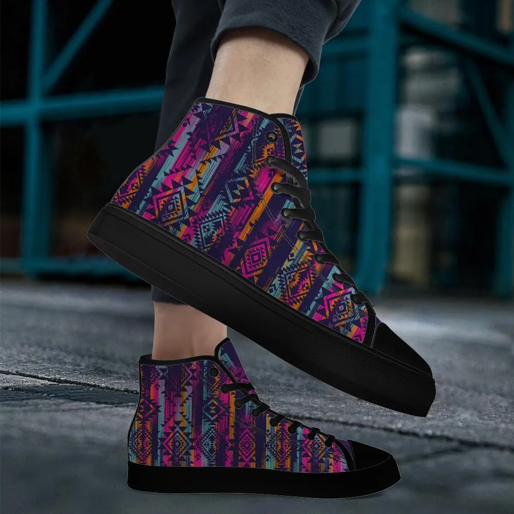 Aztec High Top Canvas Shoes for Men Women Native American High Top Sneakers Lace Up Casual Shoes Gifts for Dad Mom