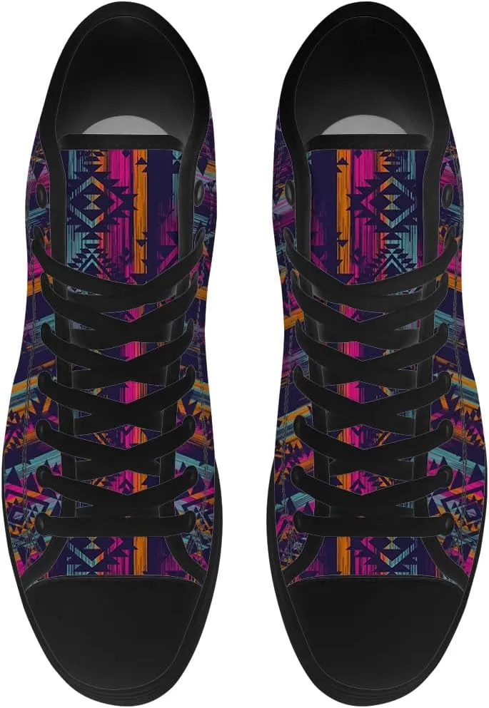 Aztec High Top Canvas Shoes for Men Women Native American High Top Sneakers Lace Up Casual Shoes Gifts for Dad Mom