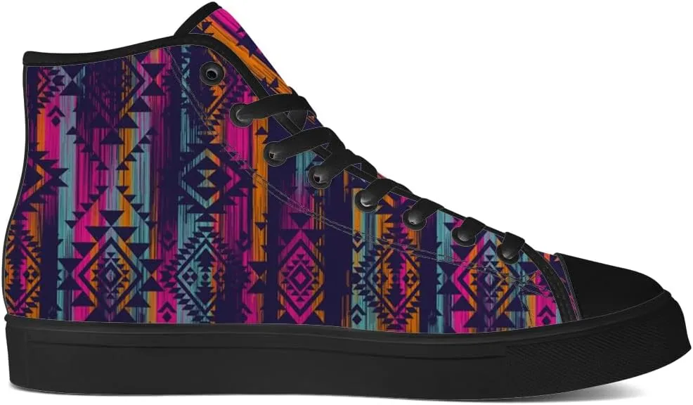 Aztec High Top Canvas Shoes for Men Women Native American High Top Sneakers Lace Up Casual Shoes Gifts for Dad Mom