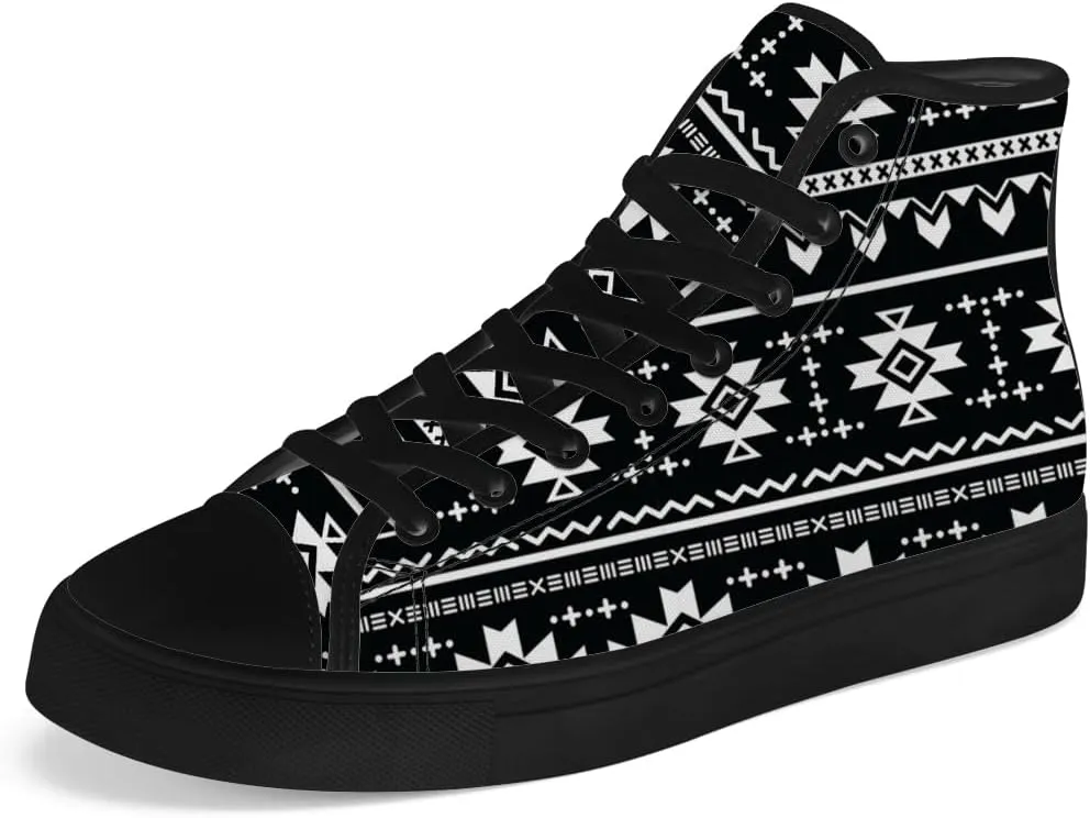 Aztec High Top Canvas Shoes for Men Women Native American High Top Sneakers Lace Up Casual Shoes Gifts for Dad Mom