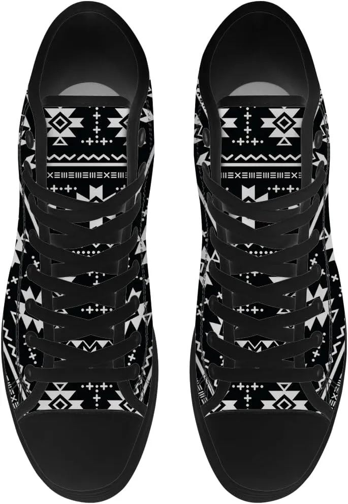 Aztec High Top Canvas Shoes for Men Women Native American High Top Sneakers Lace Up Casual Shoes Gifts for Dad Mom
