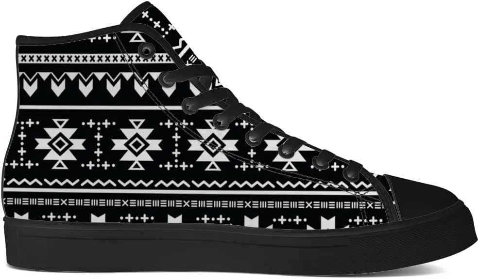 Aztec High Top Canvas Shoes for Men Women Native American High Top Sneakers Lace Up Casual Shoes Gifts for Dad Mom