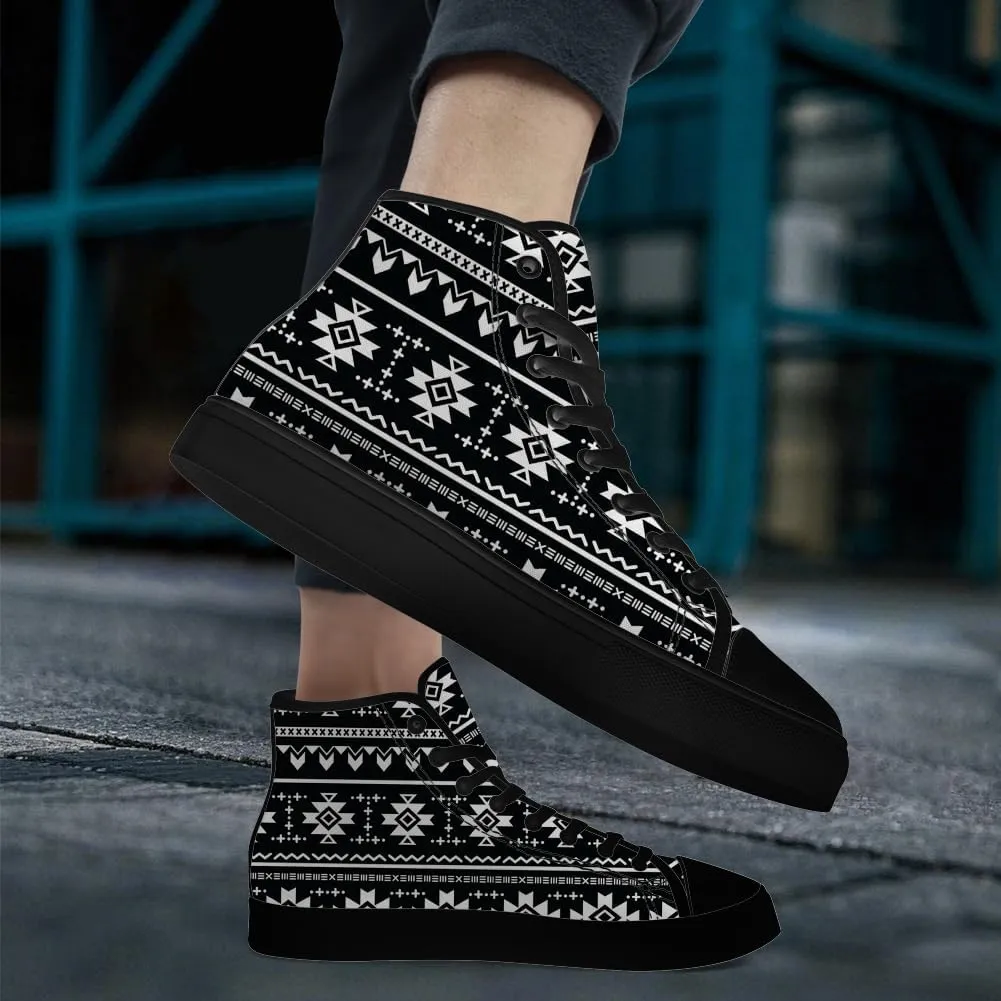Aztec High Top Canvas Shoes for Men Women Native American High Top Sneakers Lace Up Casual Shoes Gifts for Dad Mom