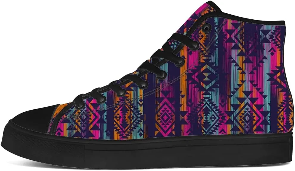 Aztec High Top Canvas Shoes for Men Women Native American High Top Sneakers Lace Up Casual Shoes Gifts for Dad Mom