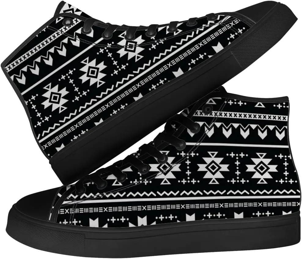 Aztec High Top Canvas Shoes for Men Women Native American High Top Sneakers Lace Up Casual Shoes Gifts for Dad Mom