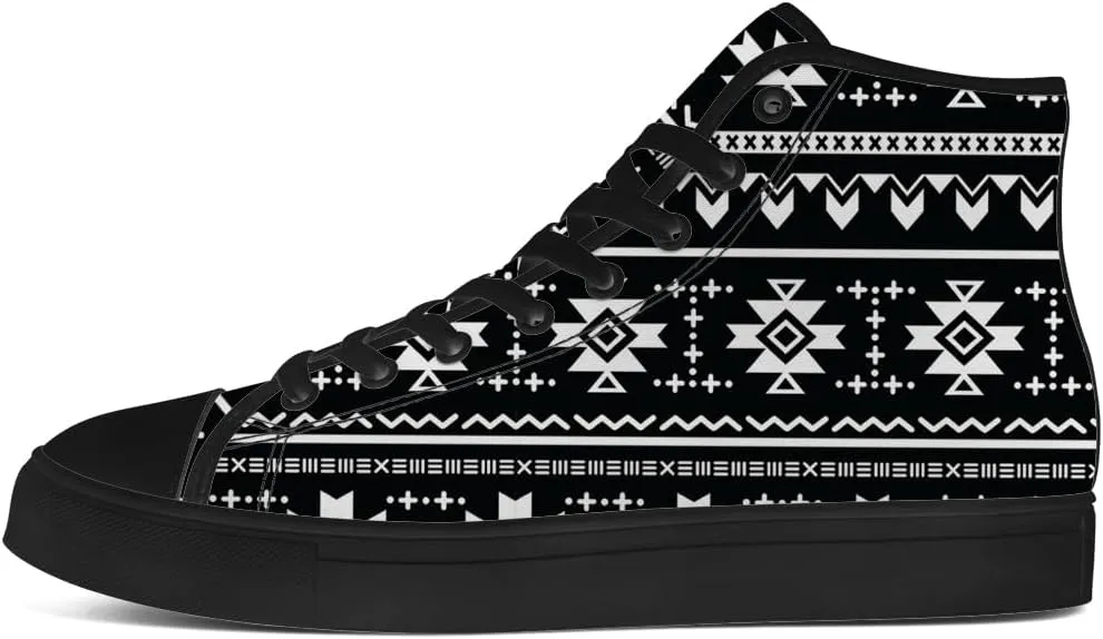 Aztec High Top Canvas Shoes for Men Women Native American High Top Sneakers Lace Up Casual Shoes Gifts for Dad Mom