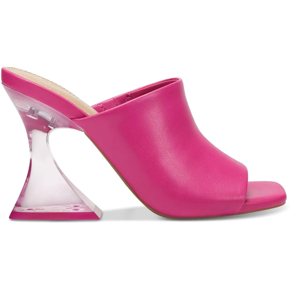Bar III Womens Cherr Faux Leather Peep-Toe Slide Sandals