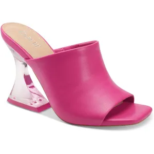 Bar III Womens Cherr Faux Leather Peep-Toe Slide Sandals