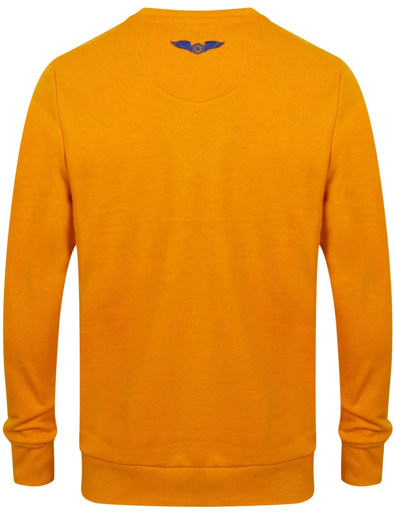 Berlin Crew Neck Varsity Sweatshirt with New York Motif in Mustard