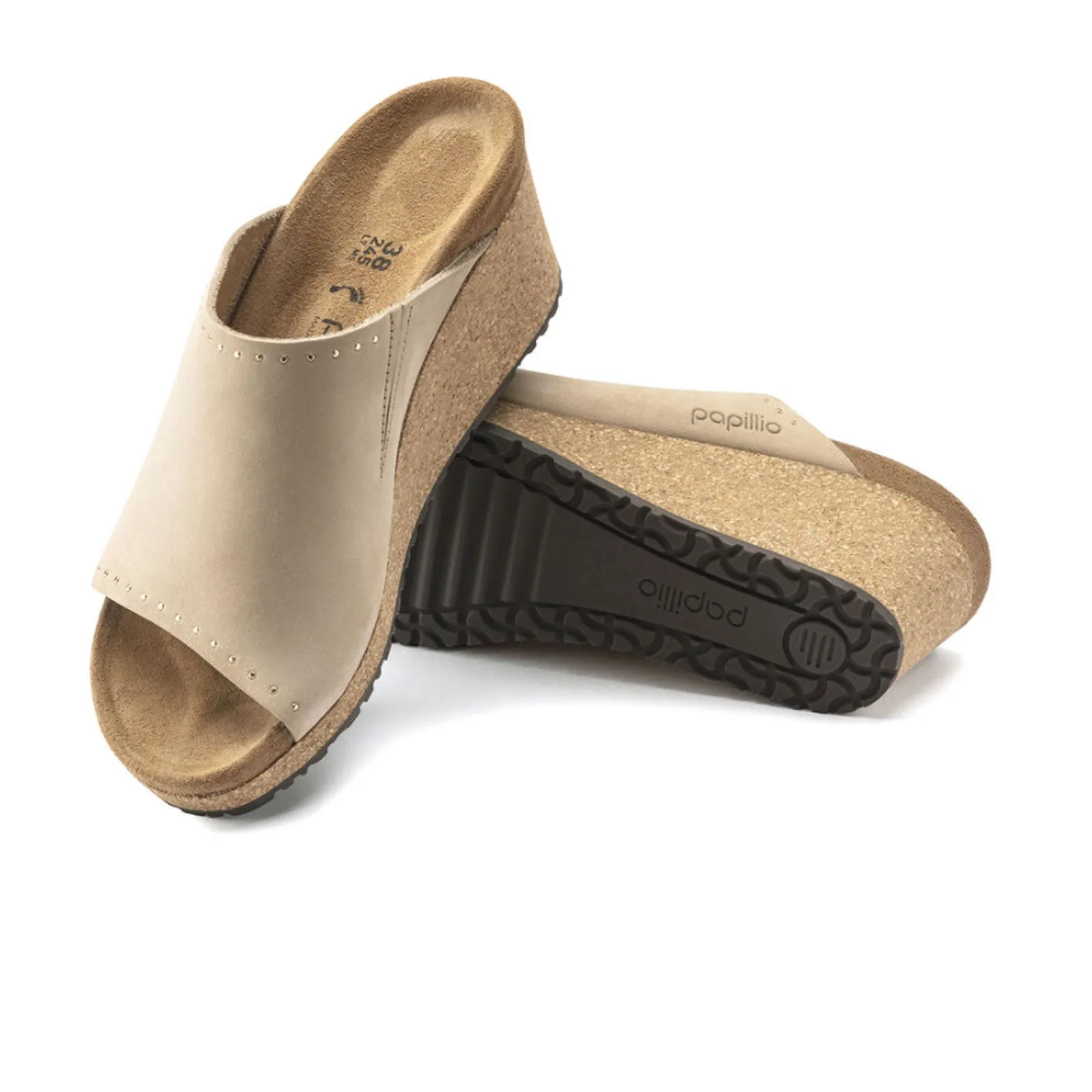 Birkenstock Namica Rivets Wedge Sandal (Women) - Sandcastle Nubuck