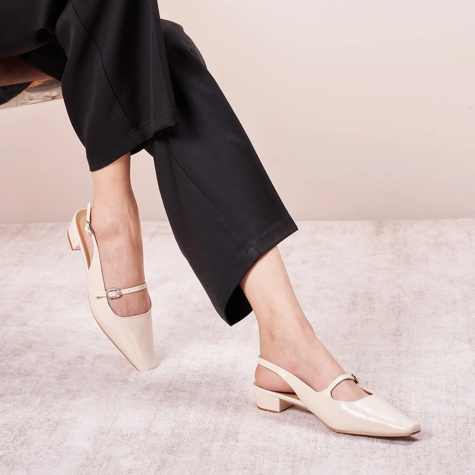 Block Heel Slingback Sandals (Alva)