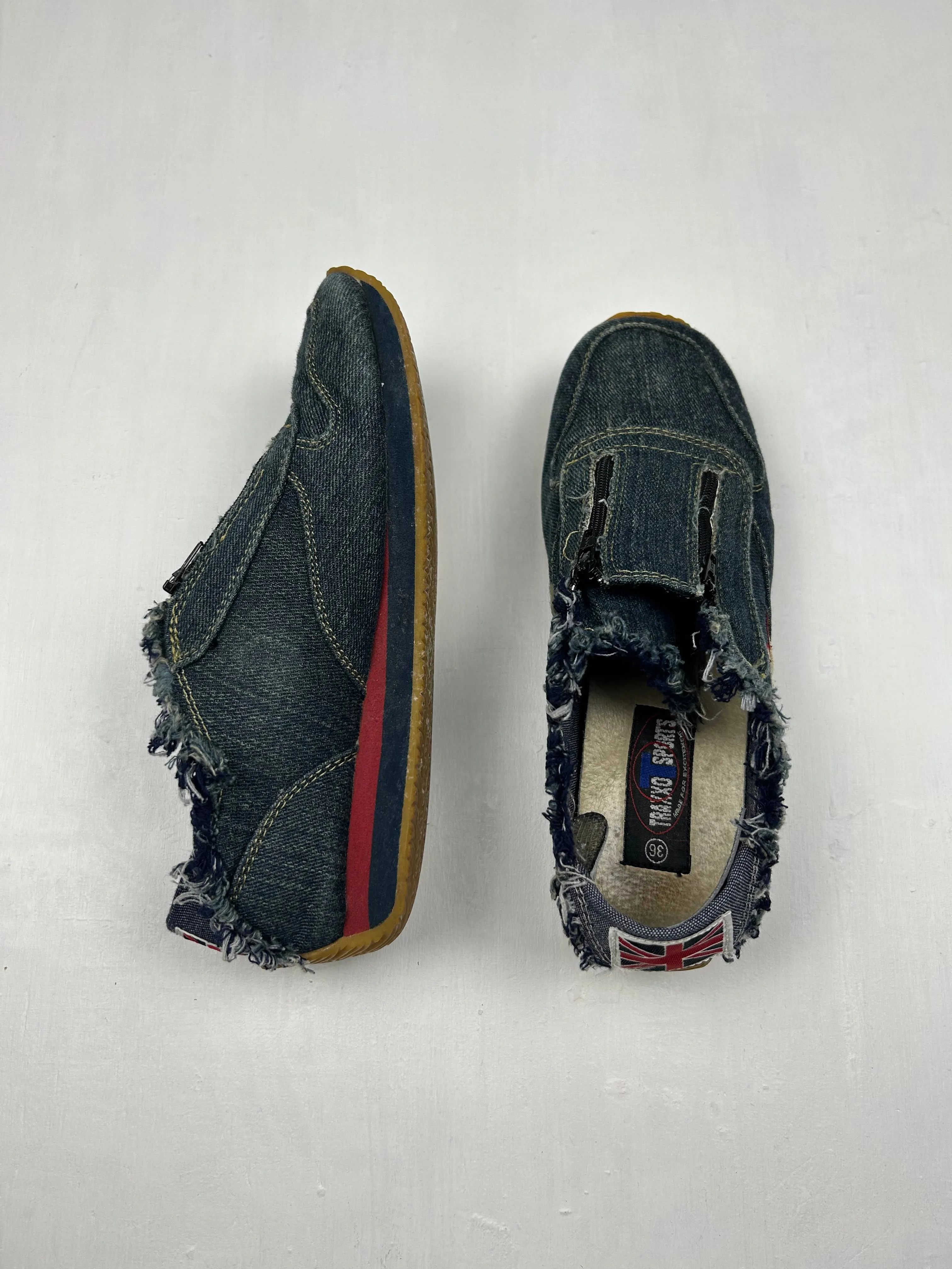 Blue denim fabric trainers shoes (36)