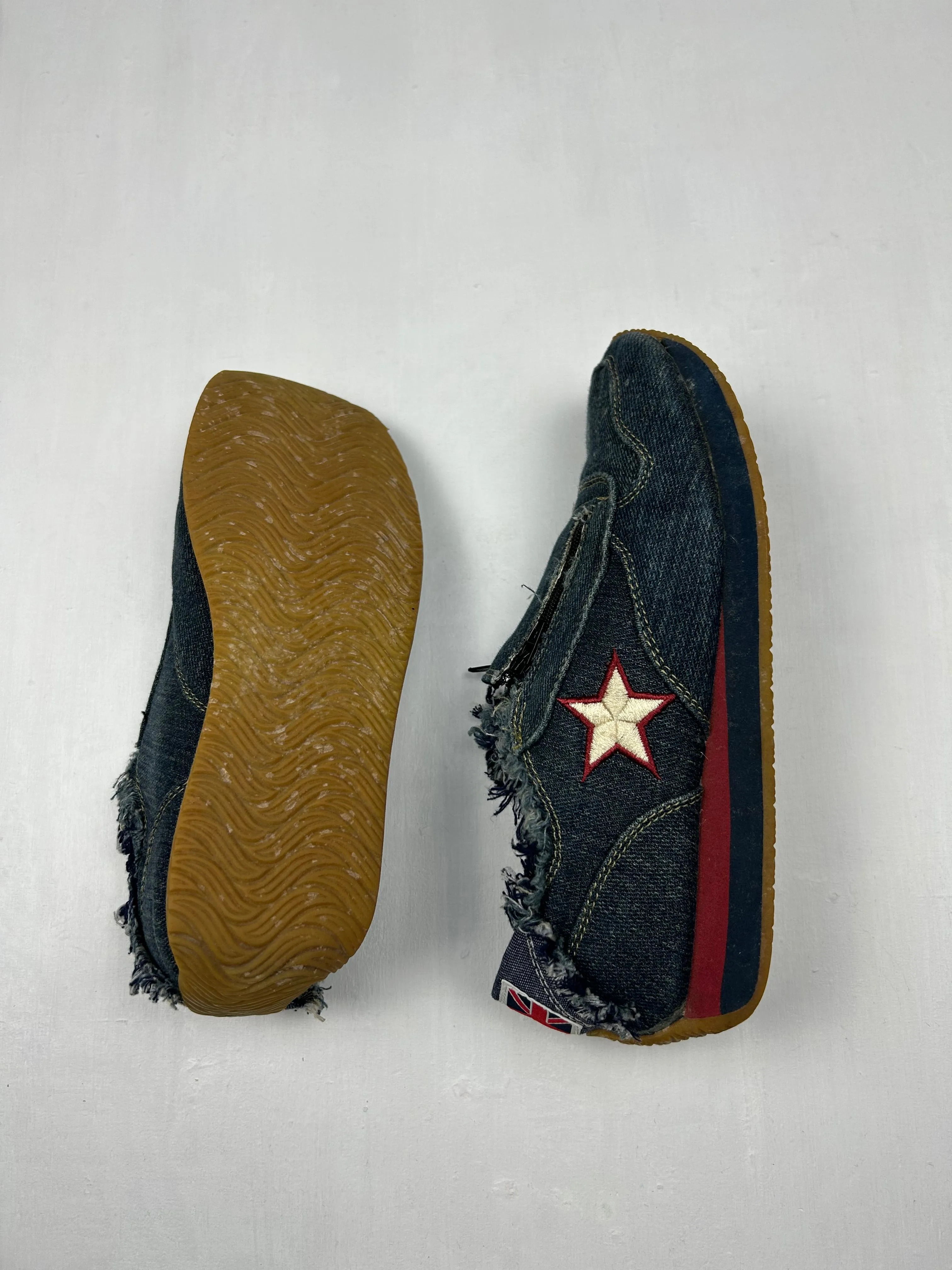 Blue denim fabric trainers shoes (36)