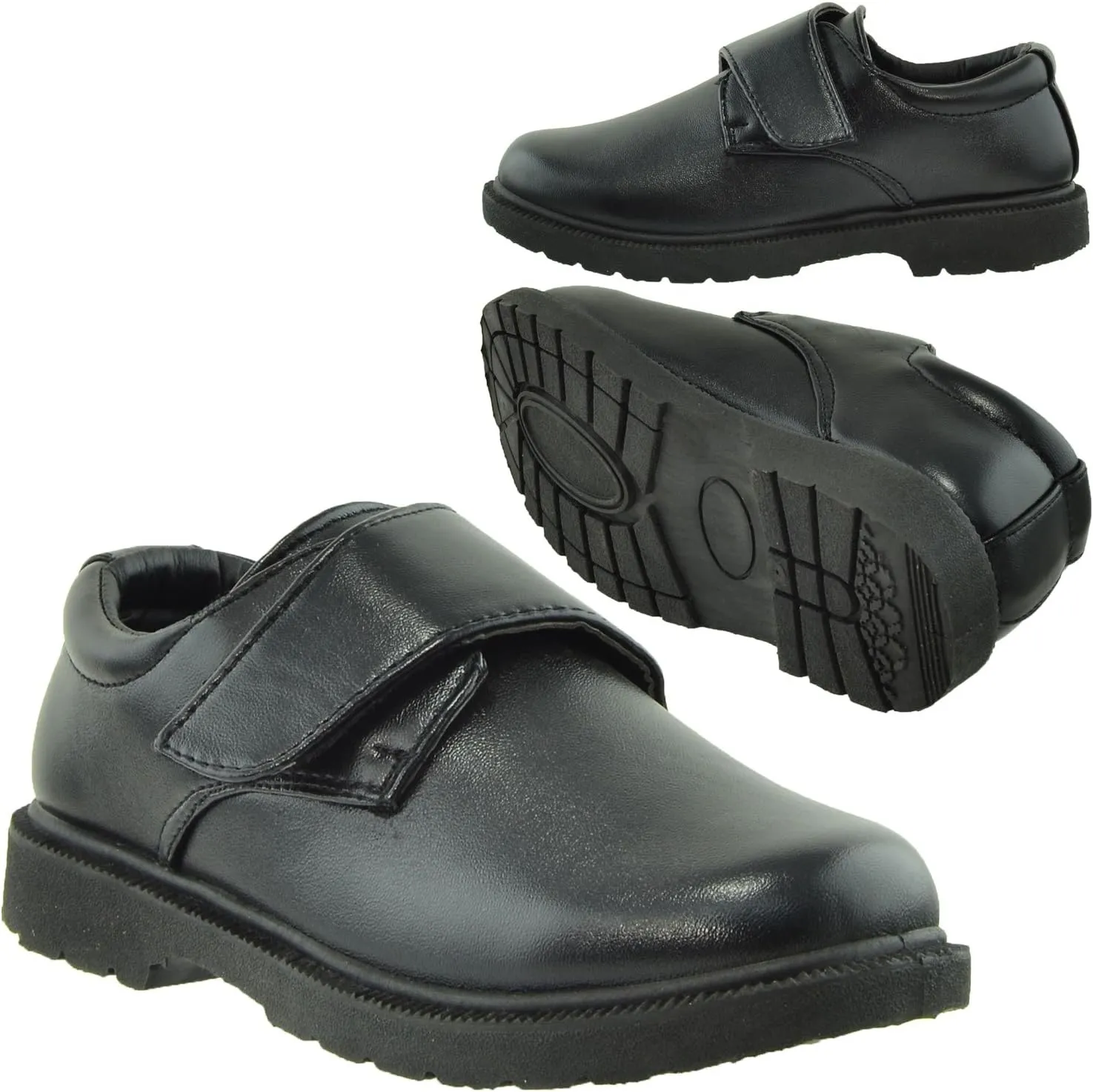 Boys Kids Casual Flats Monk Strap Closed Toe Shoes Black