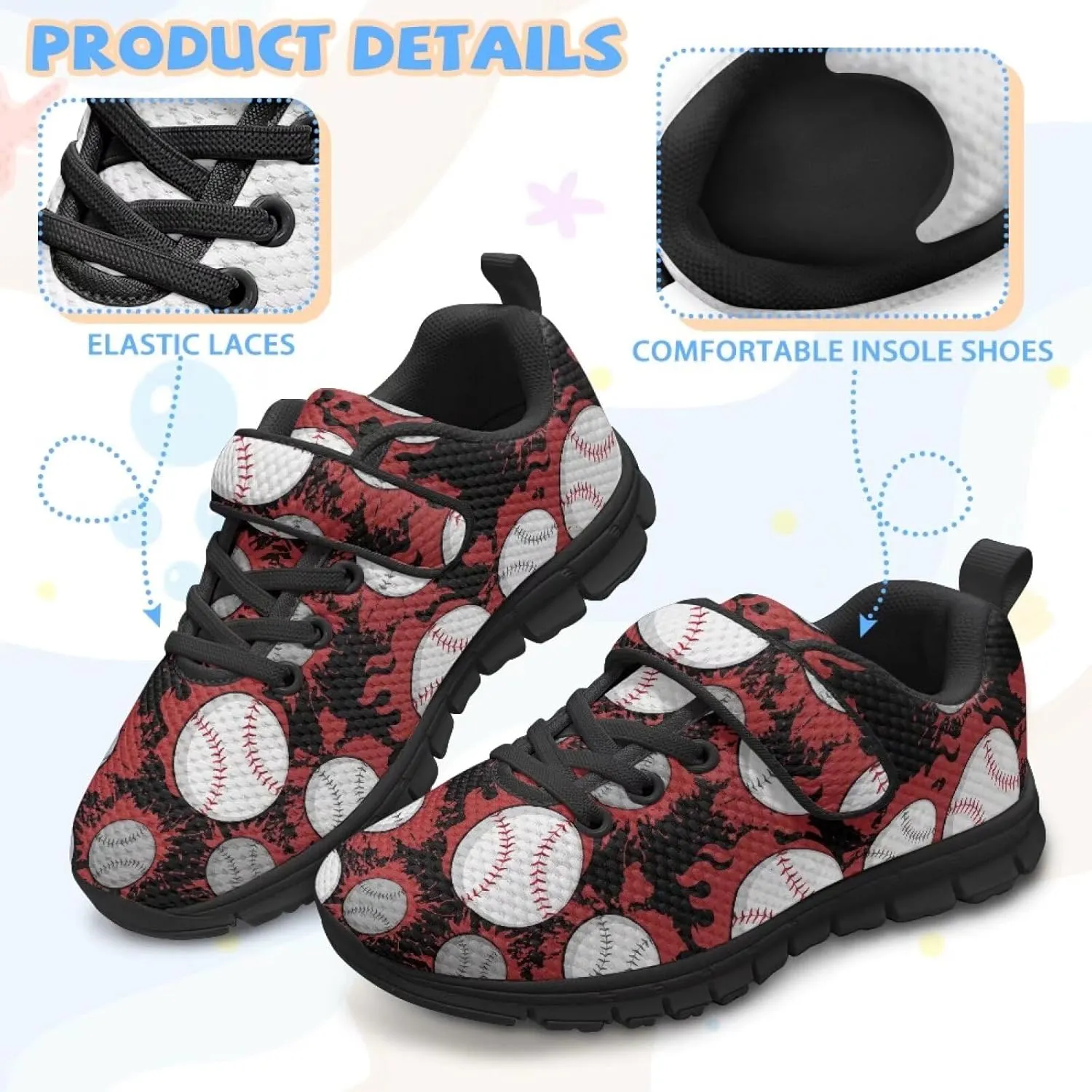 Boys'Skateboarding Shoes,Non-Slip Flat Tennis Shoes Children's Lightweight Strap Sneakers for Travel Jogging