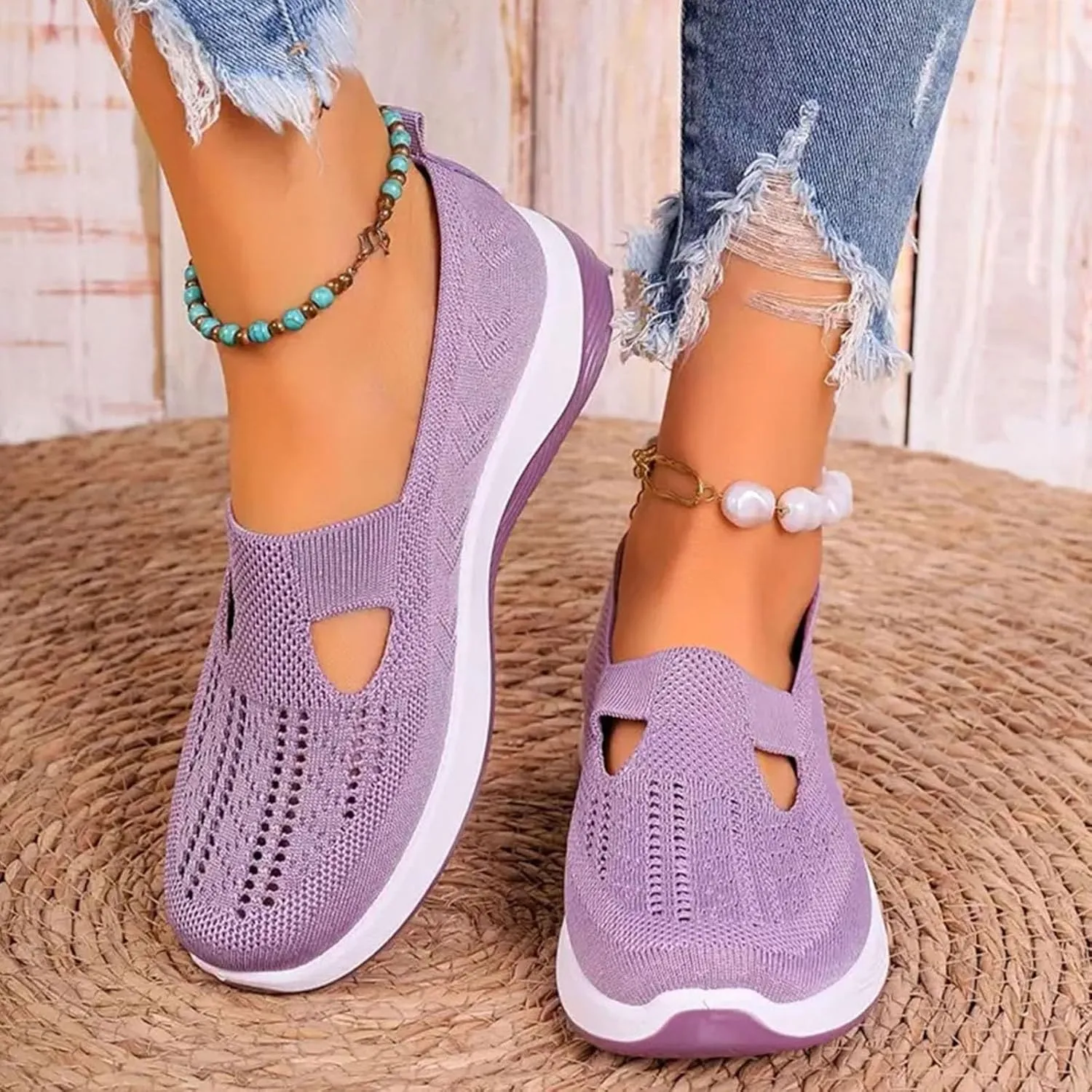 Cathalem Orthopedic Shoes for Women, 2024 New Women's Woven Breathable Soft Sole Shoes Women Diabetes Foam Shoes