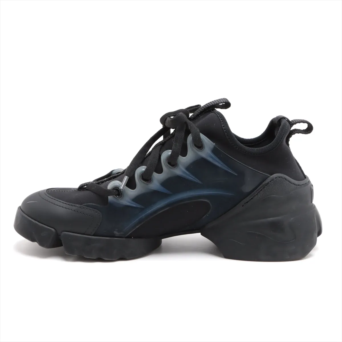 Christian Dior D-Connect Leather X Fabric Trainers 35 1/2  Black X Navy