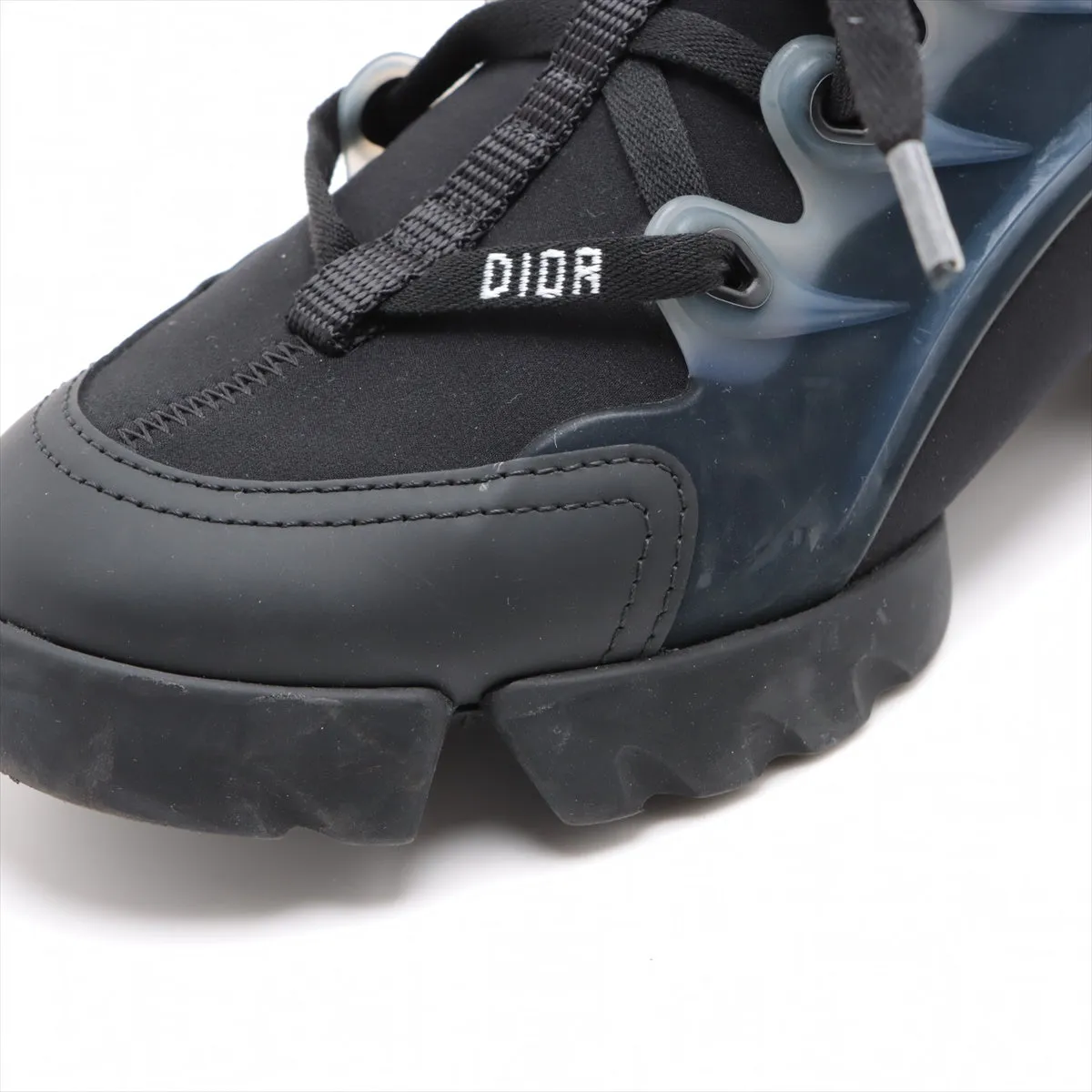 Christian Dior D-Connect Leather X Fabric Trainers 35 1/2  Black X Navy