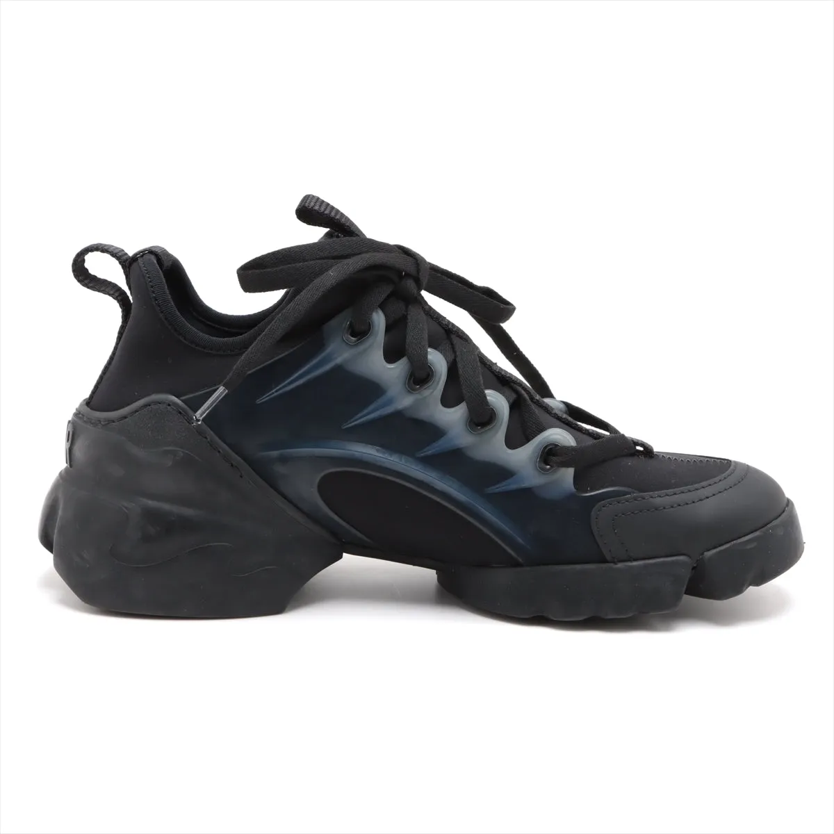 Christian Dior D-Connect Leather X Fabric Trainers 35 1/2  Black X Navy