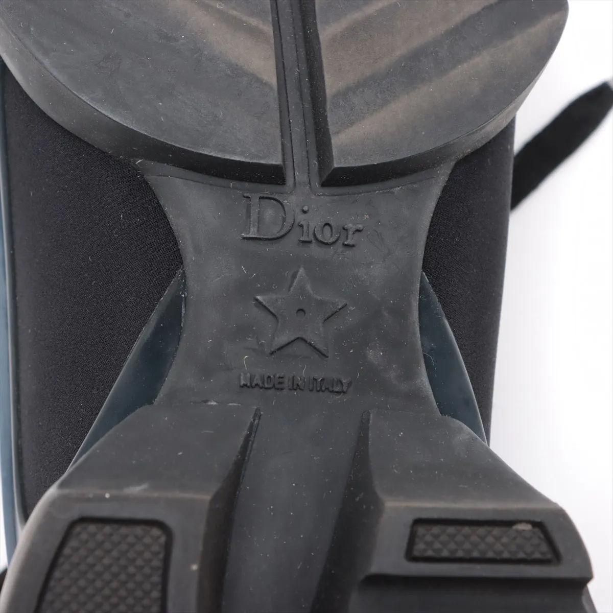 Christian Dior D-Connect Leather X Fabric Trainers 35 1/2  Black X Navy