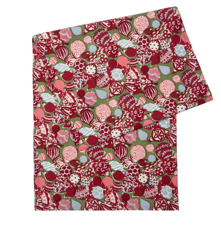 Couleur Nature Ornaments Runner Red & Green 72"
