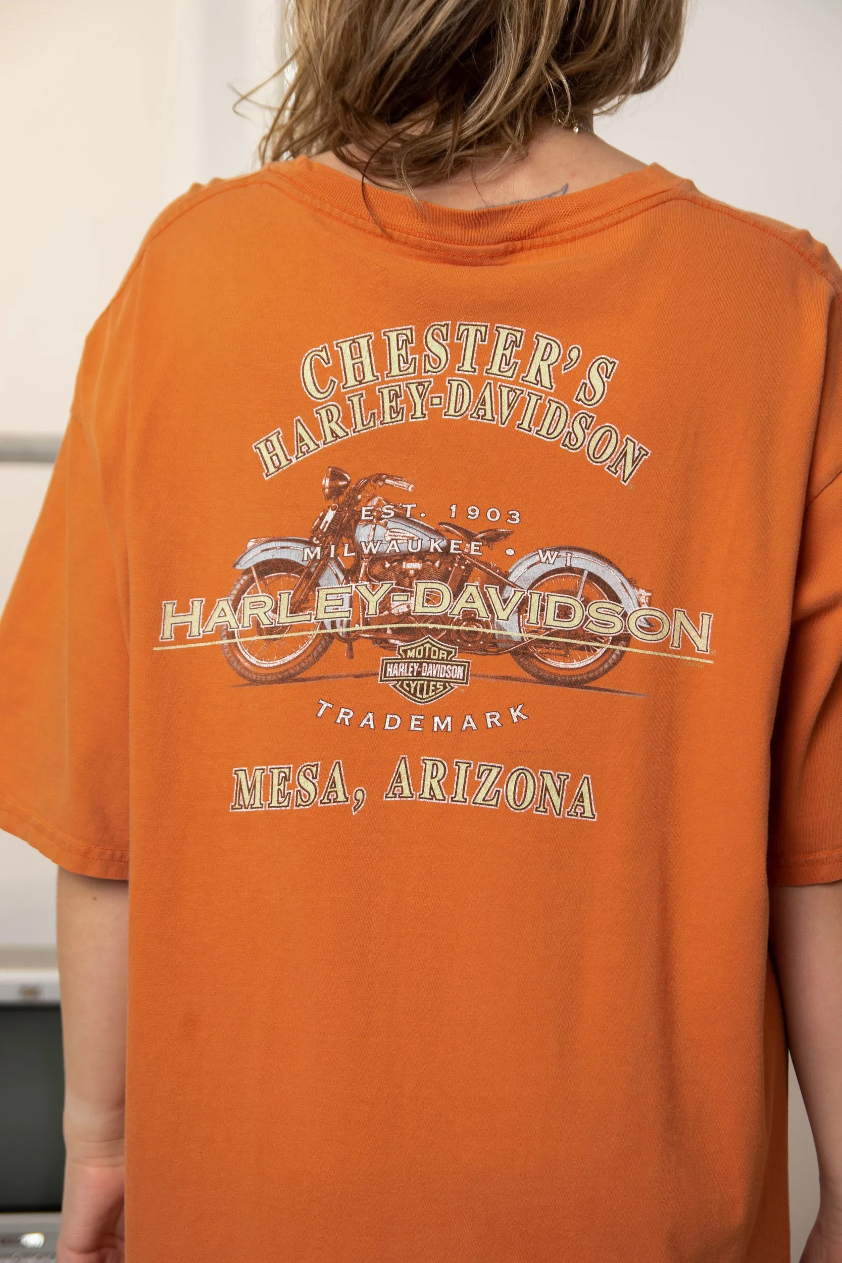 Daisy Street Regen Harley Davidson Orange Pocket T-Shirt