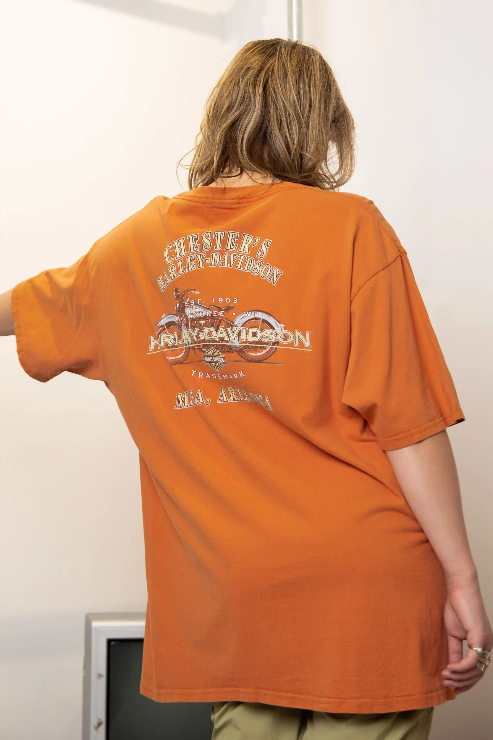 Daisy Street Regen Harley Davidson Orange Pocket T-Shirt