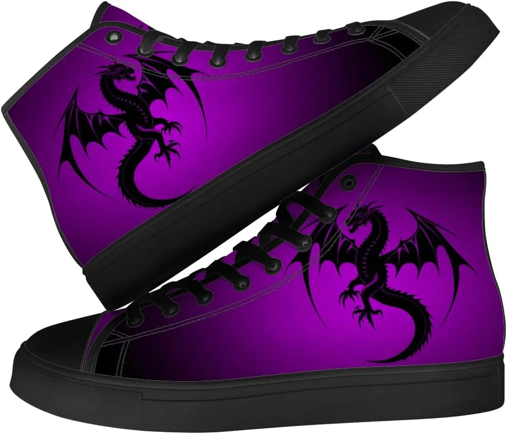 Dragon High Top Canvas Shoes for Men Women High Top Sneakers Lace Up Casual Shoes Gifts for Mama Papa