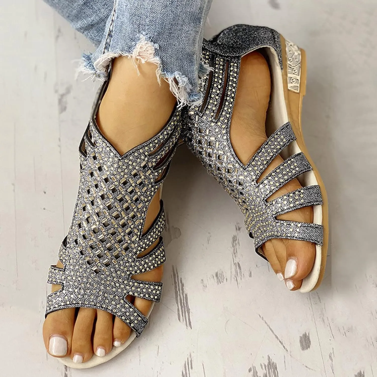 Eduavar Orthopedic Sandals for Women, Womens Sandals Comfortable Sandals Slippers Open Toe Wedge Sandals with Arch Support