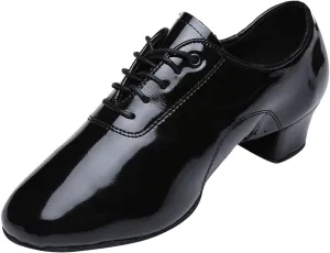 EnJoCho Little Girls Shoes Shoes Boys Modern Dance Shoes Prom Ballroom Latin Dance Shoes Solid Color Lace Up Leather (Black, 27)
