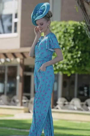 Esther Pink Flamingo & Pebble Turquoise Jumpsuit