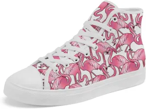 Flamingo High Top Sneakers for Men Women High Top Canvas Shoes Lace Up Casual Shoes Gifts for Mama Papa