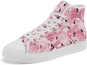 Flamingo High Top Sneakers for Men Women High Top Canvas Shoes Lace Up Casual Shoes Gifts for Mama Papa