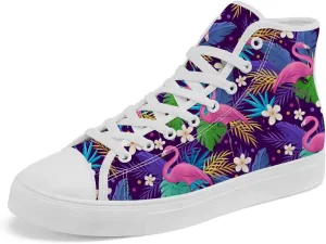 Flamingo High Top Sneakers for Men Women High Top Canvas Shoes Lace Up Casual Shoes Gifts for Mama Papa