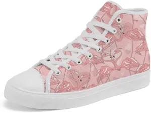 Flamingo High Top Sneakers for Men Women High Top Canvas Shoes Lace Up Casual Shoes Gifts for Mama Papa
