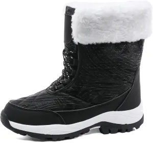 Fur Boots for Women Winter,Casual Trekking Fur Lined Snow Boots for Women Waterproof,Outdoor Cold-Weather Warm Winter Hiking Boots Women,for Walking/Camping