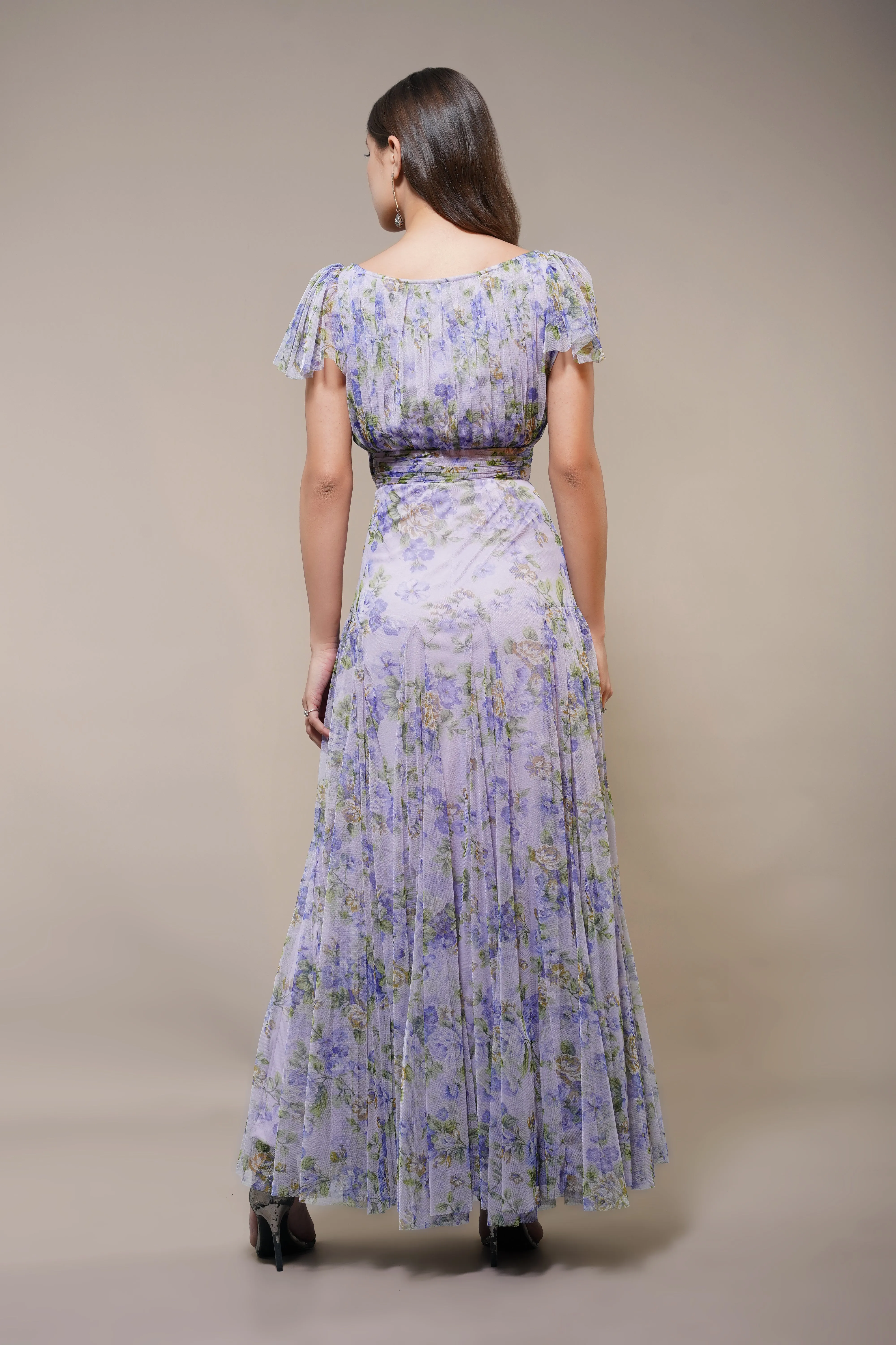 Gally Maxi Dress in Lilac Print