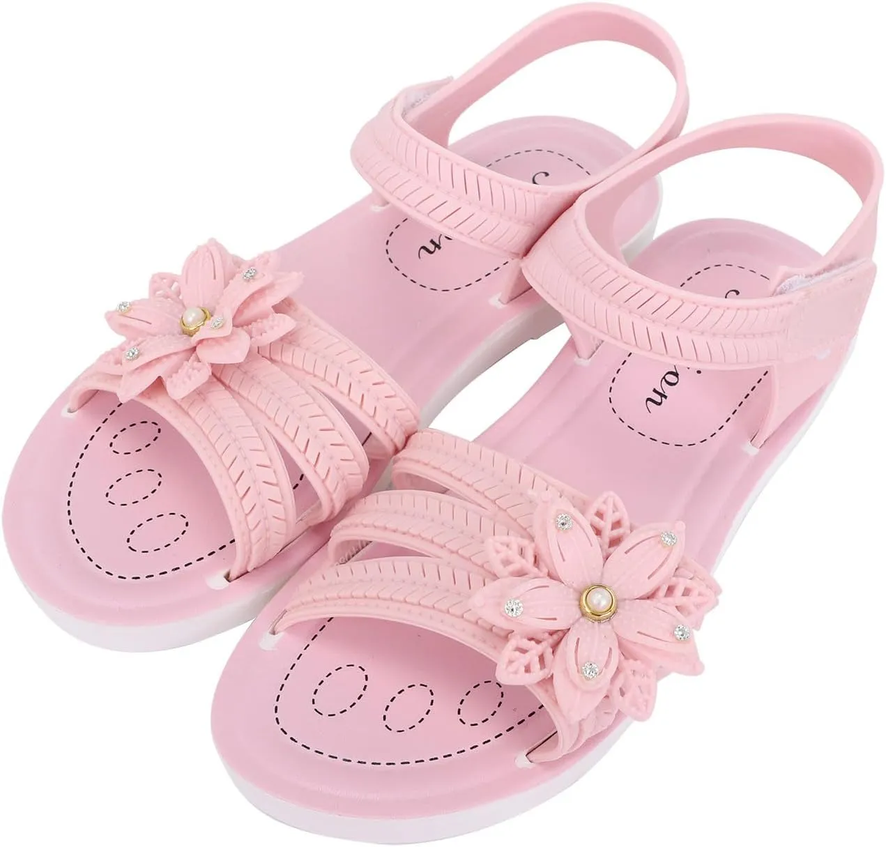 Girls Kids ink Rubber Sandals Soft Flat Flower Summer Shoes Strap Non Slip Shower Water Sandals Childrens Fashion