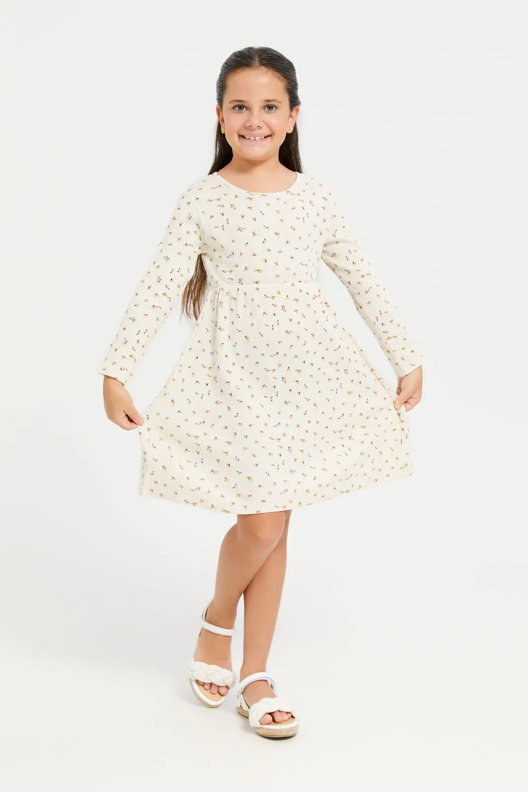 Girls Pink And White Striped Dress Set (Pack of 2)