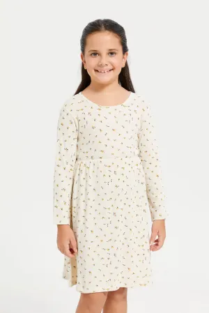 Girls Pink And White Striped Dress Set (Pack of 2)