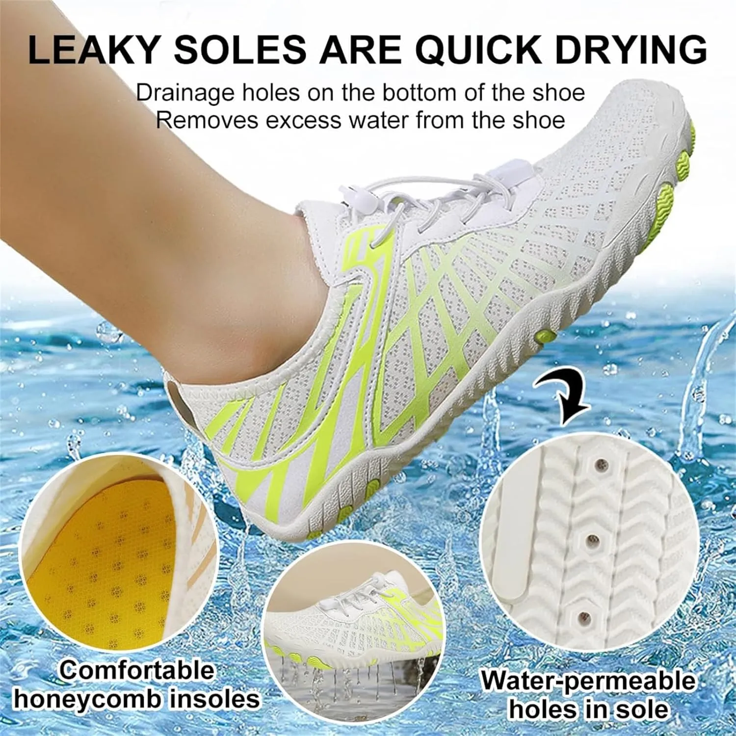 Grounded Footwear for Women Men with Neuropathy Water Shoes Quick-Dry Aqua Socks Swim Beach Barefoot Diabetic Shoes Walking Wide Toe Box Sneakers for Hike Yoga Lightweight Comfortable Breathable
