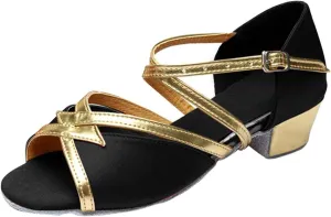 High Heels Sandal for Girls Girls Sandals Comfortable Soft Sole Small Thick Heel Children Dance Shoes Fashionable Soft Sole Princess Dance Shoes Double Adjustable Boys