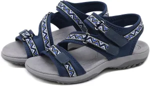 Hiking Sandals Women Waterproof Orthopedic Walking Sandals Recovery Sport Outdoor Hiking Water Sandals Adjustable Strap Sandals with Comfortable Plantar Fasciitis Arch Support