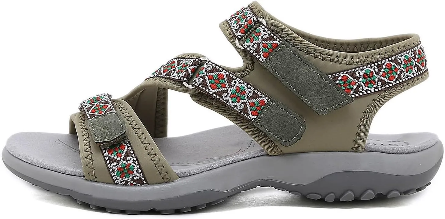 Hiking Sandals Women Waterproof Orthopedic Walking Sandals Recovery Sport Outdoor Hiking Water Sandals Adjustable Strap Sandals with Comfortable Plantar Fasciitis Arch Support